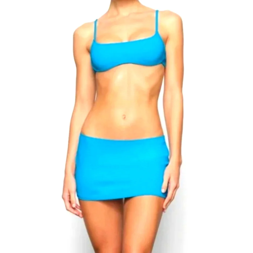 Skims Swim Micro Mini Skirt Cover Turquoise NWT Plus 4X